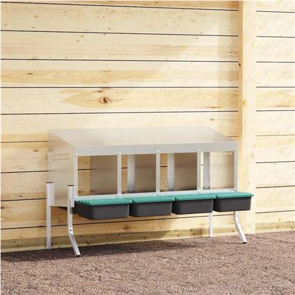 vidaXL Ninho para galinhas 4 compartimentos com pés aço galvanizado