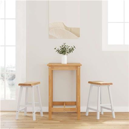 vidaXL Bancos de bar 2 pcs madeira de seringueira maciça branco