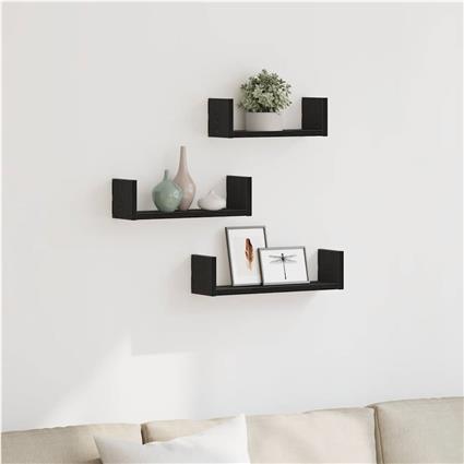 vidaXL Prateleiras parede 3 pcs derivados madeira carvalho preto