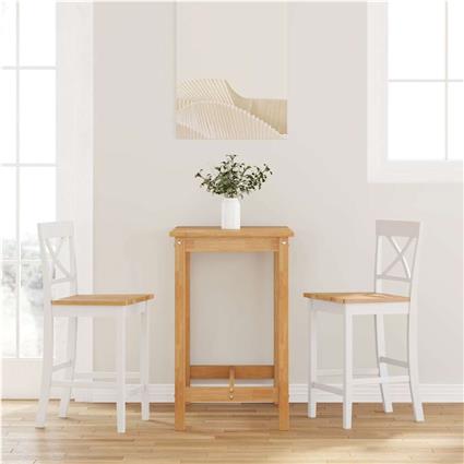 vidaXL Bancos de bar 2 pcs madeira de seringueira maciça branco