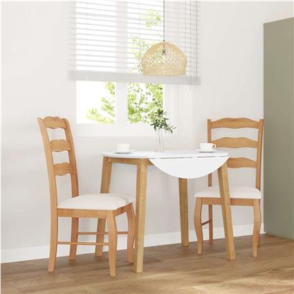 vidaXL Cadeiras de jantar com almofadões 2 pcs madeira maciça natural