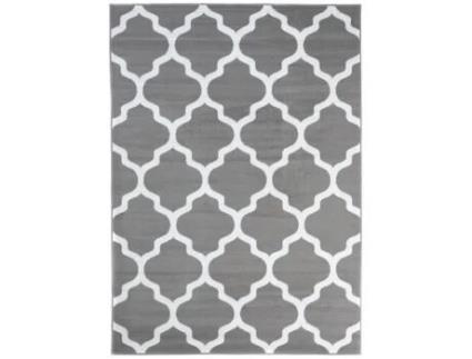 Tapete Tapiso Pêlo Curto Geométrico Polipropileno Branco (250x300cm)