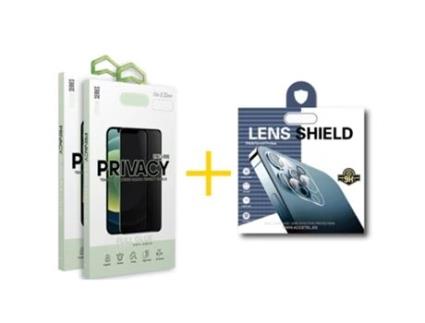 Conjunto De Películas De Ecrã Câmara Traseira Moldura Para Iphone 16 Pro Max Gandy Vidro Temperado Preto (2un)