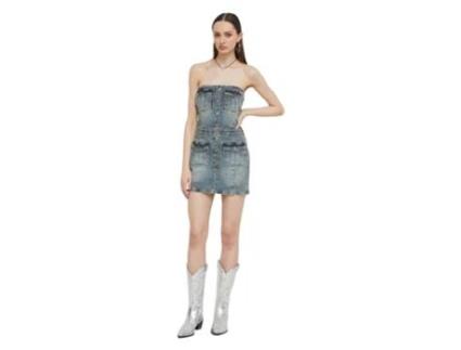 Jeans De Mulher Guess Originals Abito Di Algodão Azul (m)