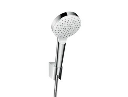 Conjunto De Suporte De Duche Hansgrohe Crometta 1jet Ecosmart Com Mangueira De Duche De 125 Cm, 26568400, Branco/cromo
