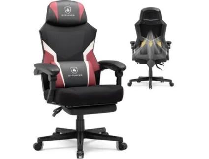 Cadeira Gaming Gtplayer Com Apoio Para Os Pés, Cadeira Ergonómica De Escritório Com Encosto Em Rede, Tecido, Vermelho