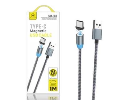 Cabo Usb Type-c Sjx Para Oppo Mimacro Magnética Cinzento