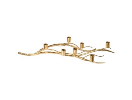 Portavelas En Forma De Rama De Árbol Beliani Arrentela De Hierro Dorado 63x30x10