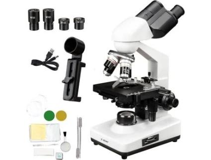 Microscópio Composto Binocular Svbony Sm201, 40x 2500x, Adaptador De Telefone Led, Cena Mecânica De Dupla Camada, Para Laboratórios