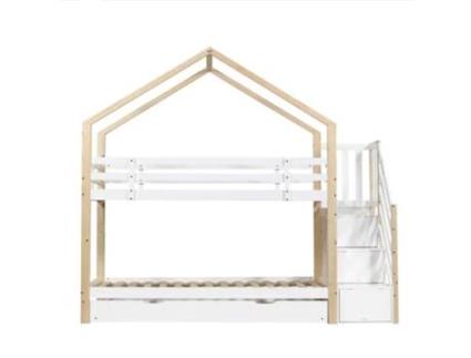 Beliche Rodízio Escada Raumio Madeira Maciça Branco (90x200x224.5)