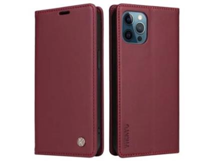 Capa Para Iphone 12 Yikatu Pele Sintética Magnética Vermelho