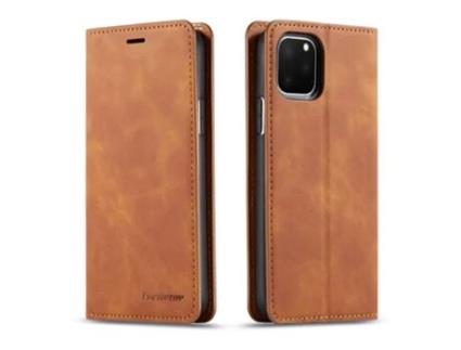 Capa Para Iphone 11 Pro Forwenw Pele Sintética Castanho