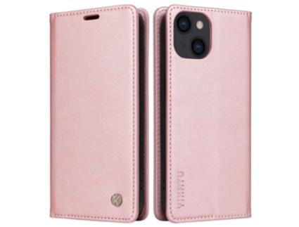 Capa Para Iphone 14 Yikatu Pele Sintética Anti-choque Magnética Rosa