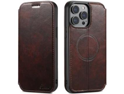 Capa Magsafe Para Iphone 12 Pro Max Suteni Pele Sintética Castanho