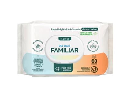 Papel Higiénico Húmido Descartável, Formato Familiar, Biodegradável, Próprio Para Sanita, Wc, Macio, Hidratante, Enriquecido Com Aloé Vera E Acan