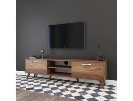Móvel De Tv Erik Com 2 Portas E Prateleira Nogueira 180x48x35 Cm Design Moderno Leva Me Contigo