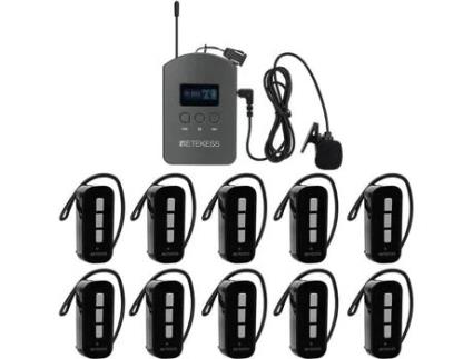 Auriculares Sistema Guia Turístico Canais Simples Básico Áudio Portátil Sem Fio Retekess Penas Multicor