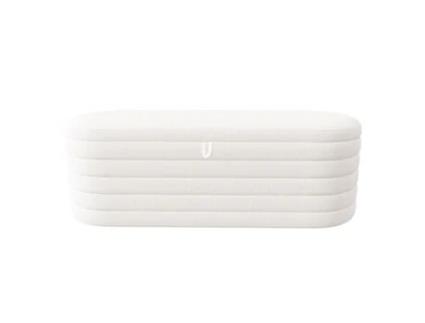 Banco De Arrumação 120x40x40 Cm Em Tecido De Pelúcia Branco Uytie