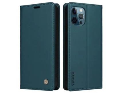 Capa Quedas Inch Para Iphone 12 Pro Max Yikatu Pele Sintética Magnética Verde