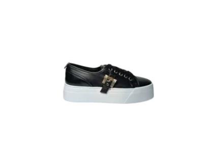 Sapatilhas De Mulher Sergio Rossi Scarpe Zeppa Fibbia Pele Preto (37)