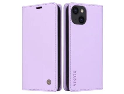 Capa Para Iphone 14 Yikatu Pele Sintética Anti-choque Magnética Roxo