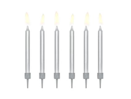 Velas para Bolo de Aniversário em Prata Lisa 6 cm 6 Peças Pricenet