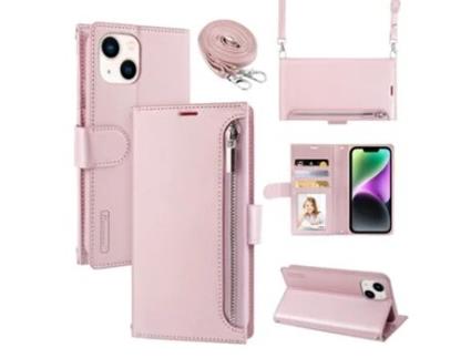 Capa Pega Para Iphone 14 Hanman Pele Sintética Rosa