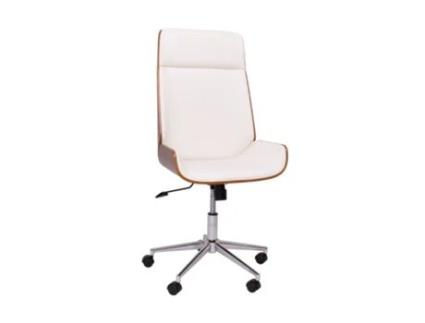 Suécia Cadeira De Escritório Executiva 54x109/119x42 Cm Em Madeira De Freixo E Couro Sintético Branco Frankystar