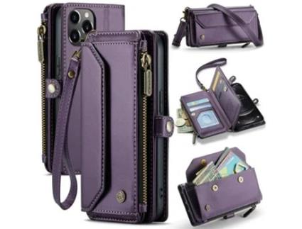 Capa Bloqueio Rfid Para Iphone 12 Pro Max Caseme Pele Sintética Anti-riscos Roxo