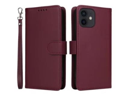 Capa Destacável Para Iphone 12 Betopnice Pele Sintética Vermelho