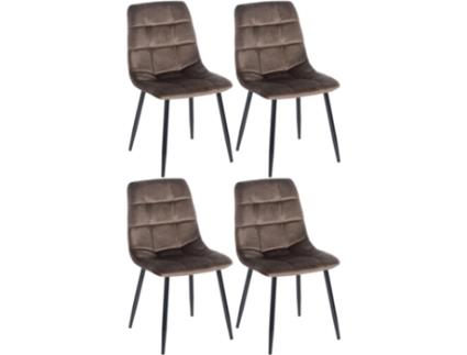 Conjunto De 4 Cadeiras De Jantar Tilde Marrom/veludo Clp