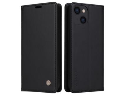 Capa Quedas Inch Para Iphone 13 Yikatu Pele Sintética Magnética Preto