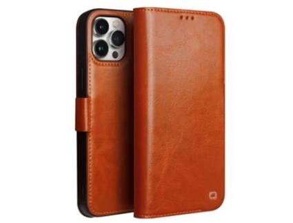 Capa Genuíno Quedas Para Iphone 12 Pro Max Qialino Pele Castanho