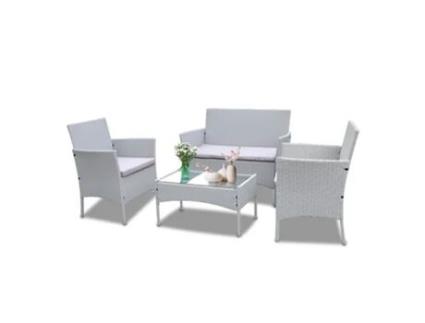 Conjunto 4 Lounge De Jardim Com Travesseiro Adequado Para Resorts Racingreat Cinza (1 Sofá De Dois Lugares 2 Sofá De Solteiro 1 Mesa De Centro)
