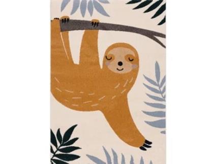 Tapete Yellow Tipi Happy Sloth Polipropileno Azul (120x170cm)