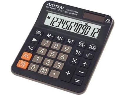 Calculadora Básica Tax MITSAI PR Preto (Outlet Caixa Aberta - 12 dígitos)