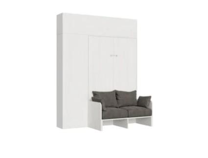 Cama Sofà Kentaro Cinza Branca Coluna Móvel Suspenso ITAMOBY Branco (220x70x161cm)