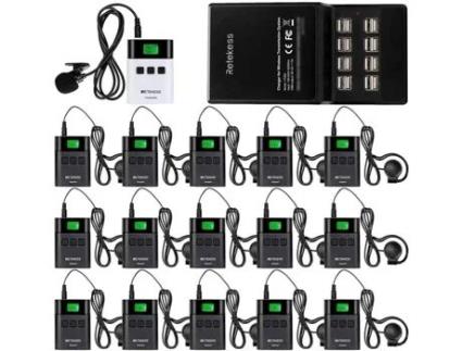 Tt122 Sistema De Guia Turístico Sem Fio Com Base De Carregamento Mini Port Usb A 16 Locais Retekess (15 Receptores)