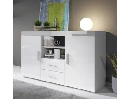 Aparador Manvy 140x80x40 Cm Cinzento E Branco Brilhante Design Moderno Fabricado Em Espanha Domensino
