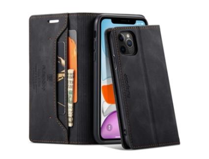 Capa Bloqueio Rfid Para Iphone 11 Pro Autspace Pele Sintética Preto