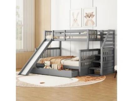 Beliche Multifuncional Escorregador Armazenamento Pangshiyaun Madeira De Pinho Mdf Cinzento (150x255x237.5cm)