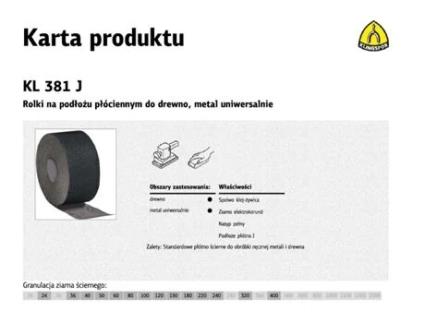 Rolo sobre base de lona Kl381j 200mm Gr.120 Klingspor (50mb)