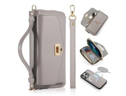 Capa Para Iphone 13 Pro Max Pola Pele Sintética Cinzento