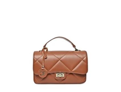 Mala De Mulher Carla Ferreri Crossbody Cf Cognac Pele Castanho