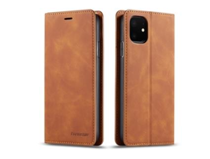 Capa Para Iphone 11 Forwenw Pele Sintética Castanho