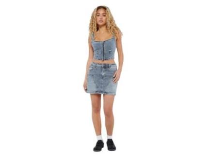 Jeans De Mulher Guess Originals Gonna Di Algodão Azul (26)