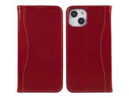 Capa Genuíno Quedas Para Iphone 14 Fierre Shann Pele Magnética Vermelho
