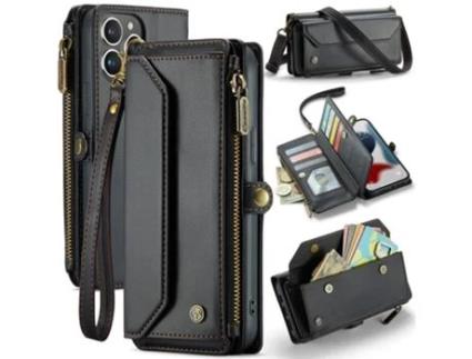 Capa Para Iphone 13 Pro Max Caseme Pele Sintética Com Porta-cartões Preto