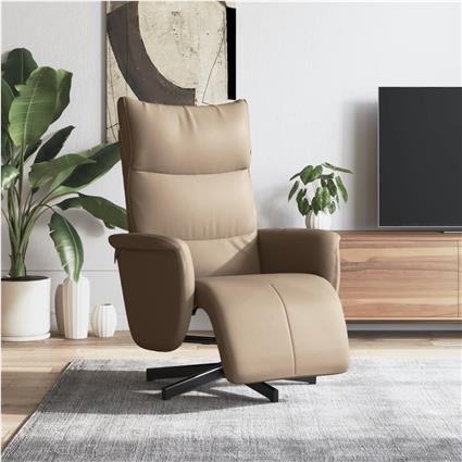 vidaXL Cadeira reclinável com apoio de pés couro artificial cappuccino