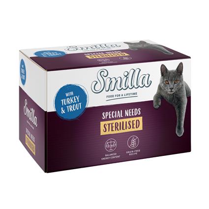Smilla Sterilised em terrinas 6 x 100 g comida húmida para gatos - Peru com truta